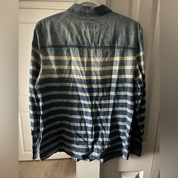 Esprit | Denim Long Sleeve Striped Button Down Shirt | Size Small - Picture 6 of 6
